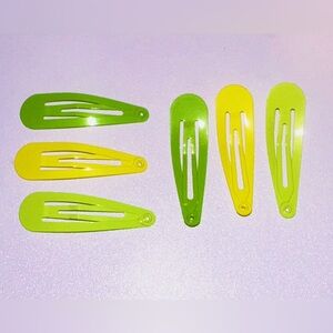 Green and Yellow hair clips